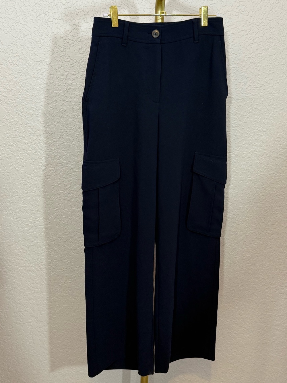 Wilfred Navy Blue Wide-Leg Cargo Trousers (B1)